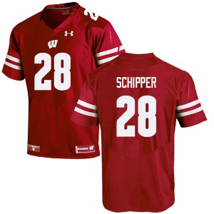 Mens Wisconsin #28 Brady Schipper Red College Jerseys 901486-869