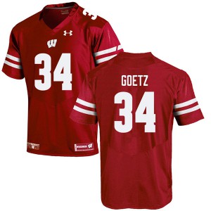 Mens Wisconsin #34 C.J. Goetz Red Player Jerseys 116209-423