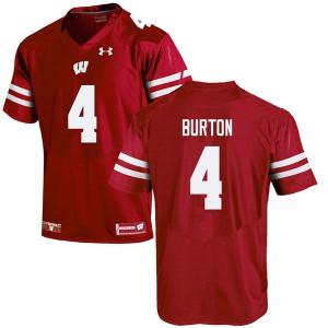 Mens Wisconsin Badgers #4 Donte Burton Red University Jersey 236401-485