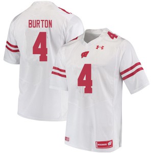 Men University of Wisconsin #4 Donte Burton White Player Jersey 271652-387
