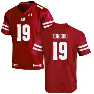 Men's Wisconsin #19 John Torchio Red Player Jerseys 249381-696