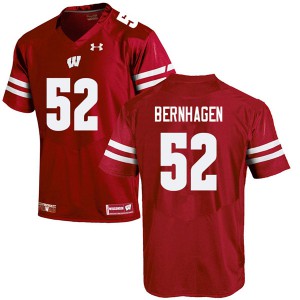 Men's Badgers #52 Josh Bernhagen Red Embroidery Jersey 893886-956