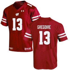 Men's Badgers #13 Mike Gregoire Red Embroidery Jerseys 265852-431