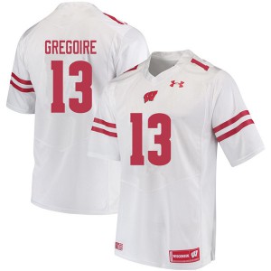 Mens Badgers #13 Mike Gregoire White Official Jerseys 341485-234