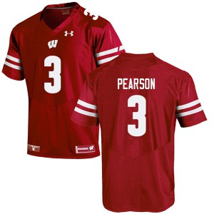 Mens Wisconsin Badgers #3 Reggie Pearson Red Embroidery Jerseys 614904-229