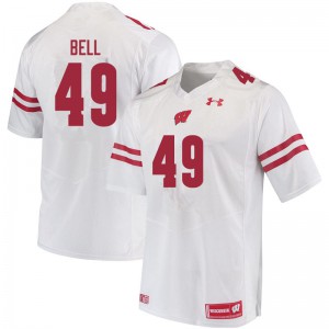 Mens University of Wisconsin #49 Christian Bell White College Jersey 977592-453
