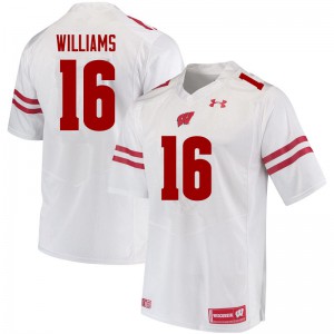 Mens Wisconsin #16 Amaun Williams White Football Jersey 571413-340