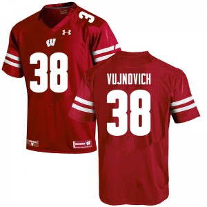 Mens University of Wisconsin #38 Andy Vujnovich Red College Jersey 710884-864