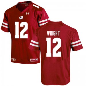 Men's University of Wisconsin #12 Daniel Wright Red Football Jerseys 170631-617