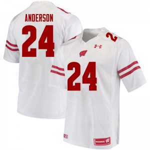 Men's University of Wisconsin #24 Haakon Anderson White Football Jersey 912252-565