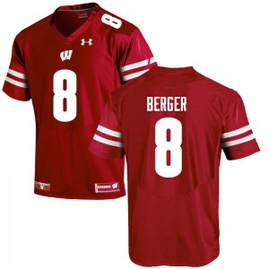Mens University of Wisconsin #8 Jalen Berger Red NCAA Jerseys 448197-211