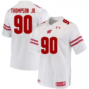 Mens Badgers #90 James Thompson Jr. White NCAA Jersey 857107-492
