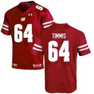 Men's Wisconsin Badgers #64 Sean Timmis Red Embroidery Jersey 795178-691