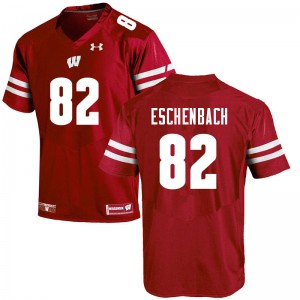 Men's University of Wisconsin #82 Jack Eschenbach Red College Jersey 509194-845