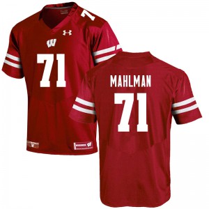 Mens University of Wisconsin #71 Riley Mahlman Red Embroidery Jerseys 170054-338