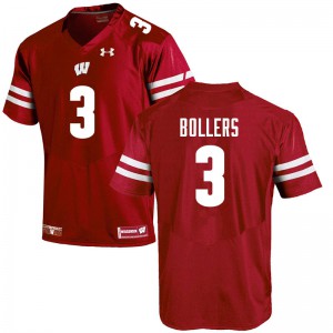 Men Wisconsin Badgers #3 T.J. Bollers Red Embroidery Jerseys 815991-936