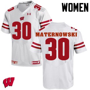 Women's Wisconsin #30 Aaron Maternowski White NCAA Jerseys 345276-275