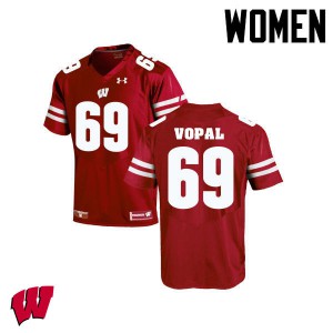 Women University of Wisconsin #69 Aaron Vopal Red High School Jerseys 178637-441