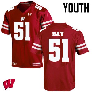 Youth Wisconsin Badgers #51 Adam Bay Red Stitched Jersey 727316-607