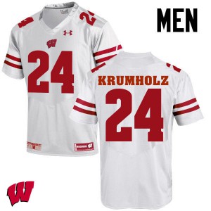 Men's University of Wisconsin #24 Adam Krumholz White Player Jersey 714010-852
