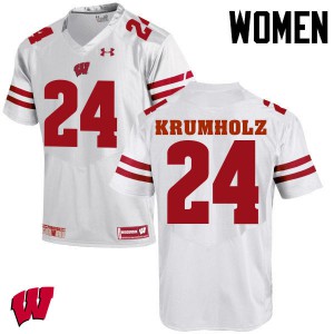 Women's Badgers #24 Adam Krumholz White High School Jerseys 925576-244