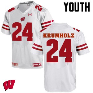 Youth UW #24 Adam Krumholz White Official Jersey 318388-493