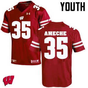 Youth University of Wisconsin #35 Alan Ameche Red High School Jerseys 847629-158