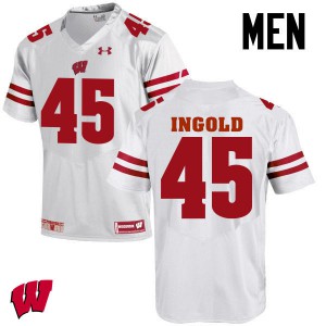 Mens Wisconsin Badgers #45 Alec Ingold White Official Jerseys 603023-256
