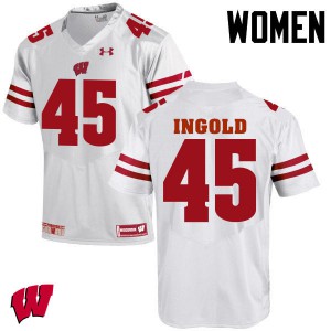 Women Wisconsin Badgers #45 Alec Ingold White Football Jerseys 284072-824