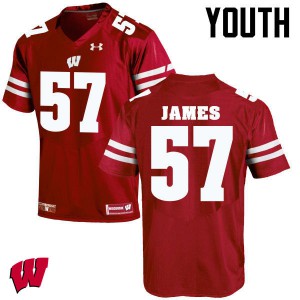 Youth Wisconsin #57 Alec James Red University Jerseys 439818-908