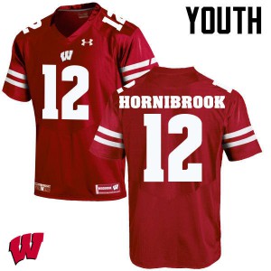 Youth Badgers #12 Alex Hornibrook Red Football Jersey 657100-785