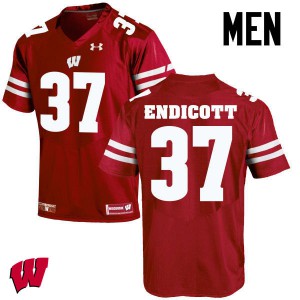 Mens Wisconsin Badgers #37 Andrew Endicott Red Player Jerseys 887134-645