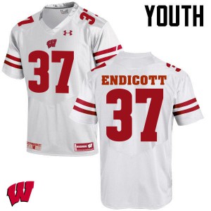 Youth Wisconsin Badgers #37 Andrew Endicott White Football Jerseys 179583-656