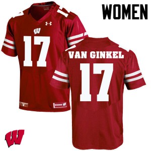 Women's University of Wisconsin #17 Andrew Van Ginkel Red Stitched Jerseys 785785-249