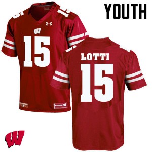 Youth University of Wisconsin #15 Anthony Lotti Red Embroidery Jerseys 271345-278