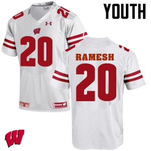 Youth Wisconsin Badgers #20 Austin Ramesh White Embroidery Jersey 512551-795