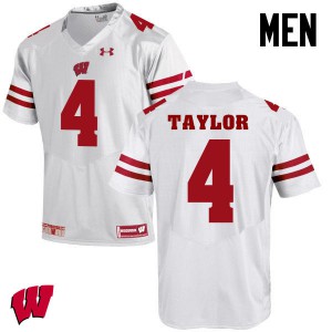 Mens University of Wisconsin #4 A.J. Taylor White Stitched Jerseys 161641-381
