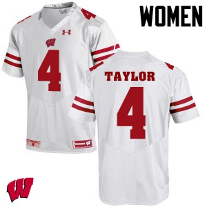 Womens Wisconsin #4 A.J. Taylor White Player Jersey 384509-815