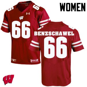 Womens Wisconsin Badgers #66 Beau Benzschawel Red College Jerseys 130441-736