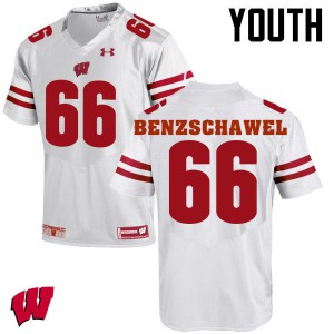 Youth Wisconsin #66 Beau Benzschawel White High School Jerseys 622338-152