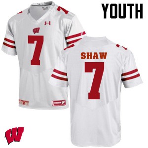 Youth University of Wisconsin #7 Bradrick Shaw White NCAA Jerseys 606734-956