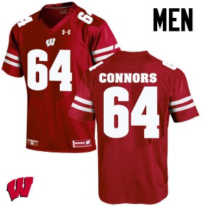 Mens University of Wisconsin #64 Brett Connors Red Stitched Jersey 546197-314