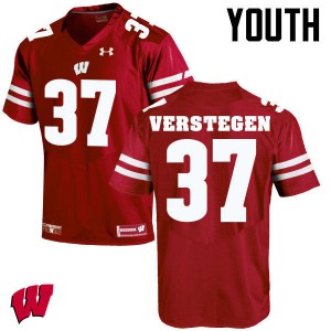 Youth University of Wisconsin #37 Brett Verstegen Red University Jersey 132757-452