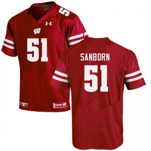 Men University of Wisconsin #51 Bryan Sanborn Red Football Jerseys 800947-897
