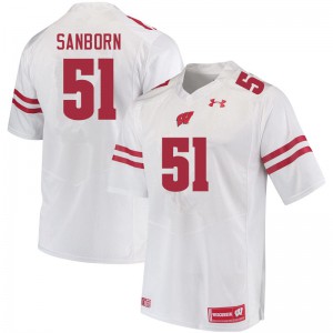Men's Wisconsin #51 Bryan Sanborn White Embroidery Jersey 223881-852