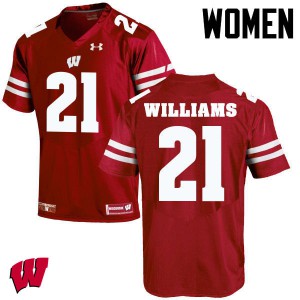 Women Wisconsin #21 Caesar Williams Red Football Jerseys 624669-179