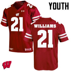 Youth University of Wisconsin #18 Caesar Williams Red Football Jersey 811802-367