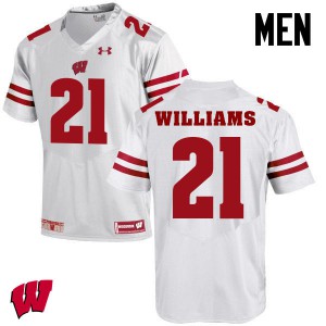 Men's Badgers #18 Caesar Williams White University Jerseys 668987-469