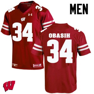 Men's University of Wisconsin #34 Chikwe Obasih Red NCAA Jersey 744409-544