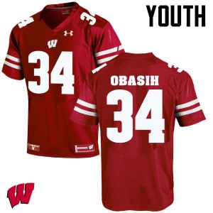 Youth Wisconsin Badgers #34 Chikwe Obasih Red Stitch Jersey 505937-815